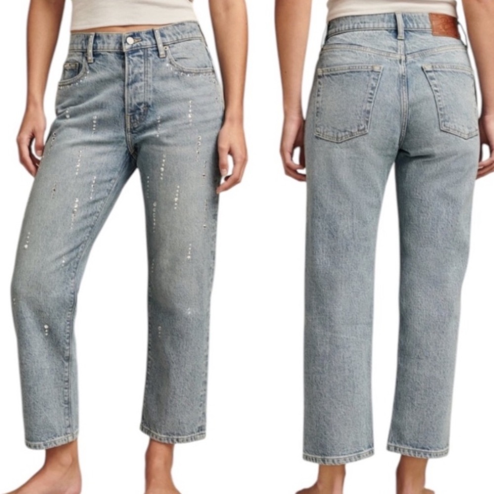 Lucky Brand Legend rhinestone 90s loose high rise crop light wash jeans size 25